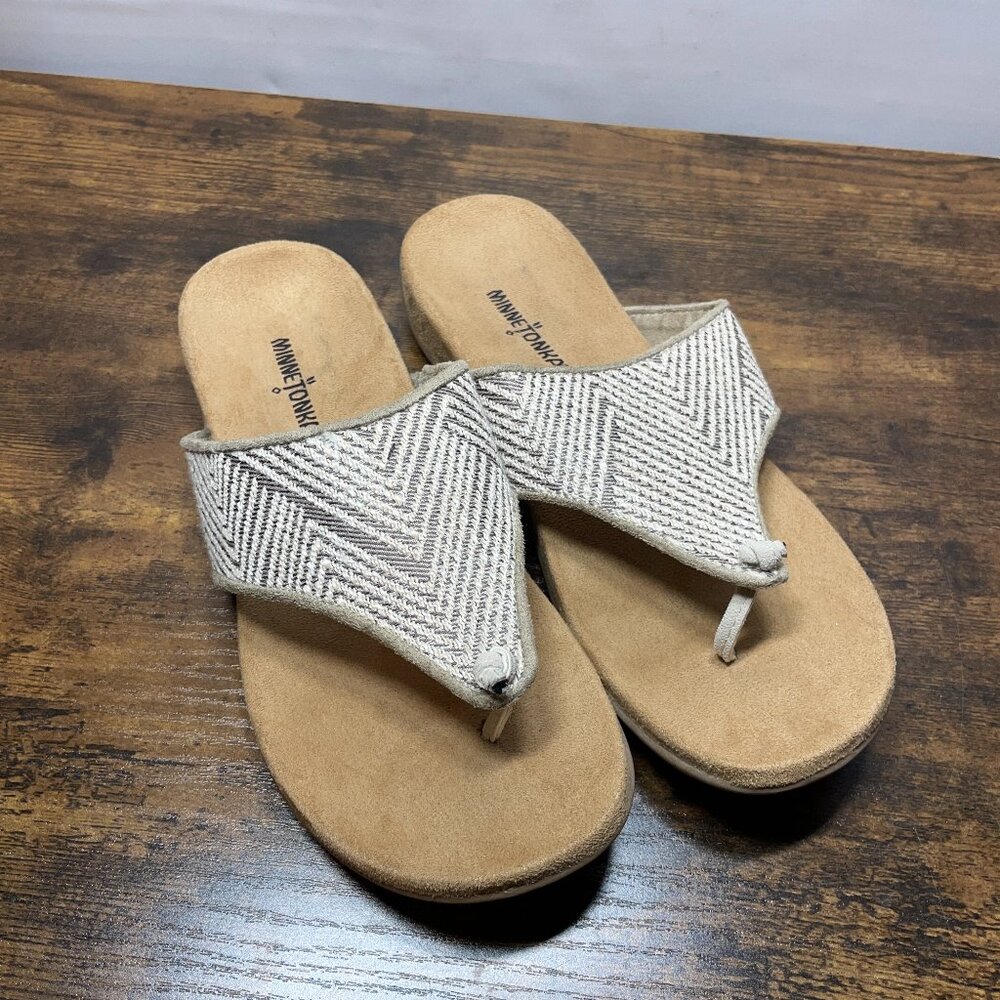 Minnetonka Mara 71900 Boho Aztec Fabric Comfort Thong Sandals Womens 9